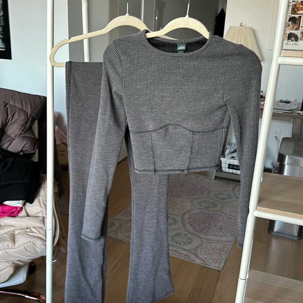 Wild fable ribbed grey matching set - size xs